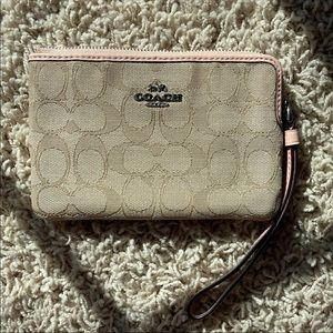 Coach Beige and Baby Pink Wristlet